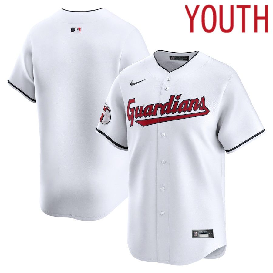 Youth Cleveland Guardians Blank Nike White Home Limited MLB Jersey->youth mlb jersey->Youth Jersey